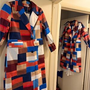 Colorful Geometric Trench Coat